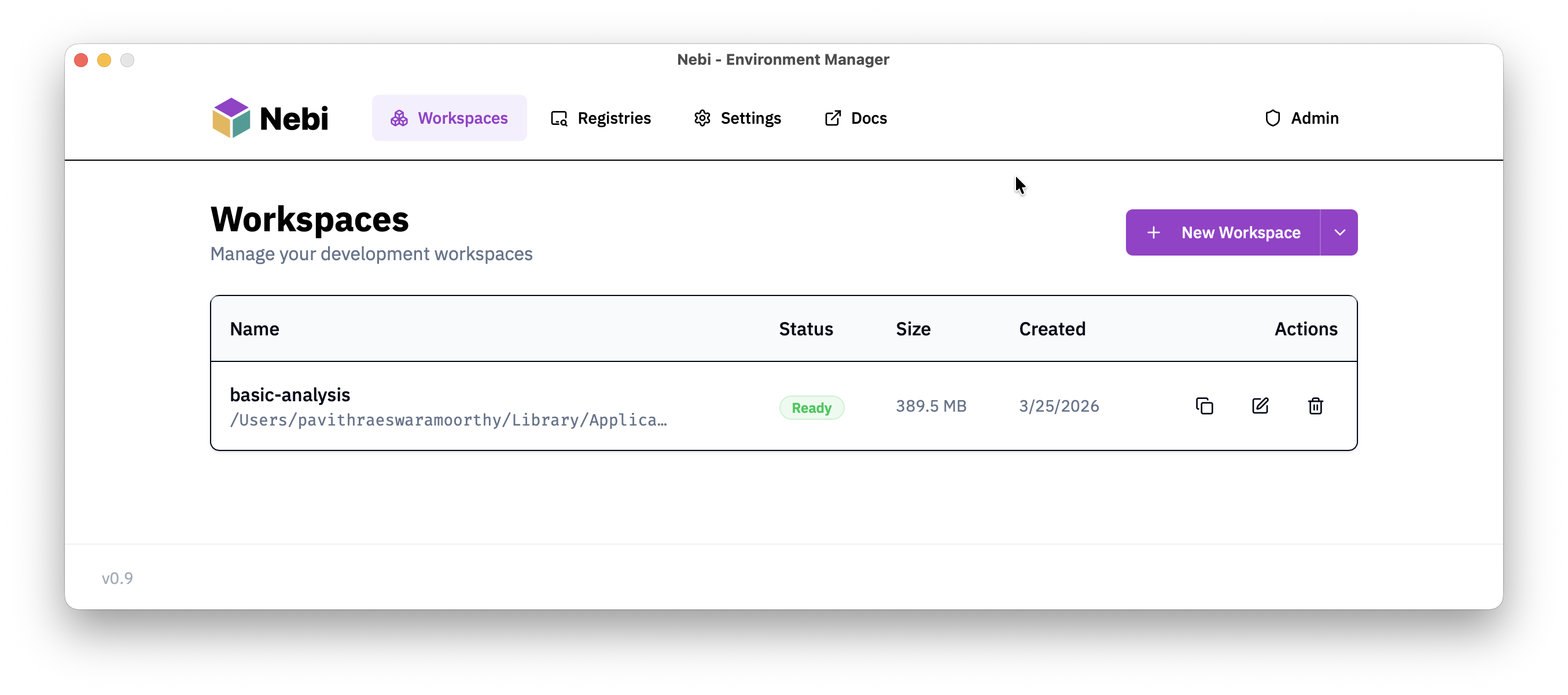 Nebi UI landing page